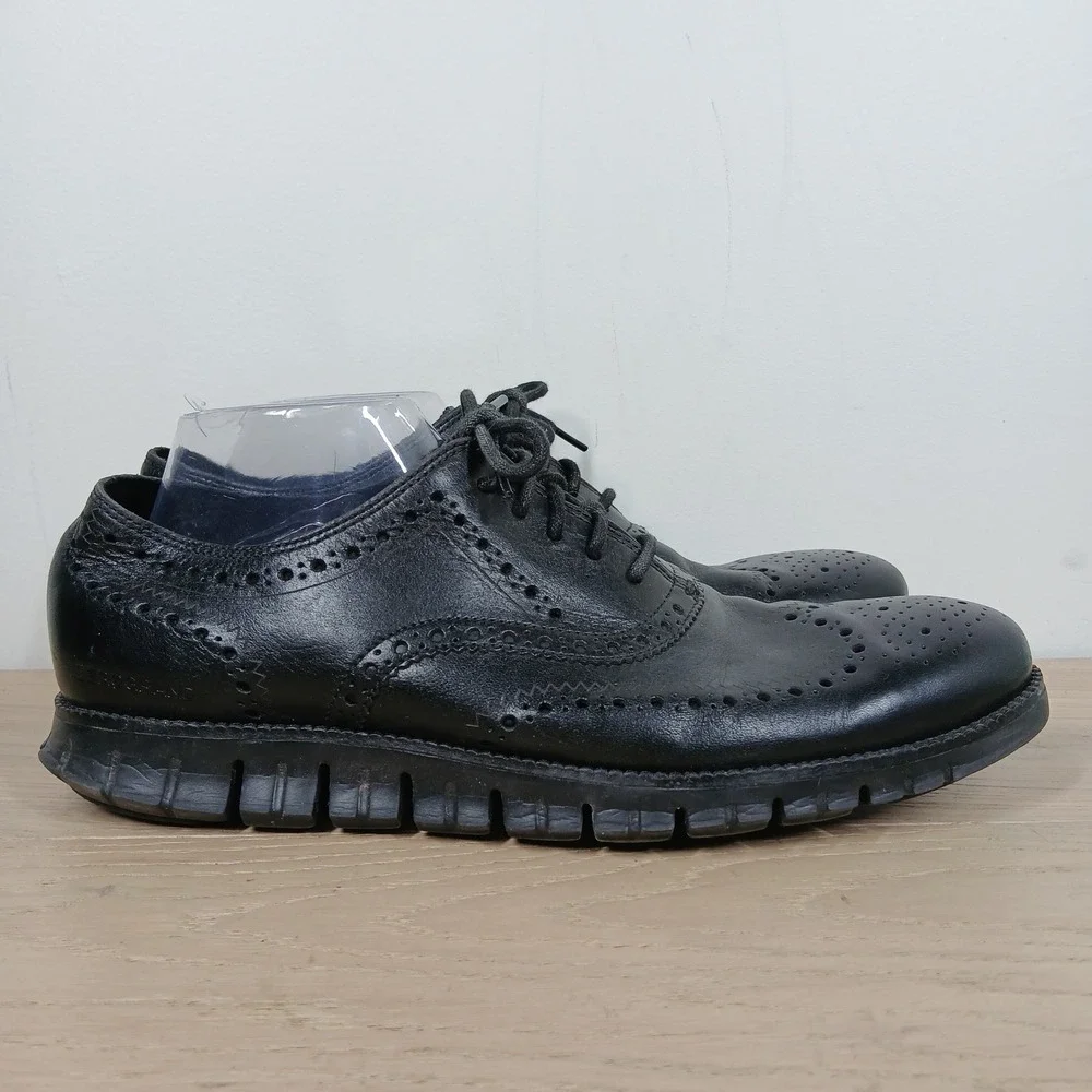Cole Haan Zerogrand Wingtip Oxford Mens 11 Black Leather Brogue Lightweight